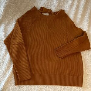Banana Republic Ribbed Crewneck Sweater with Neck Tie - Rust Brown